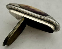 Victorian White Metal Mounted Mussel Shell Snuff Box, circa 1880 - 1900.