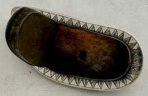 Victorian White Metal Mounted Mussel Shell Snuff Box, circa 1880 - 1900.