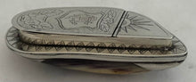 Victorian White Metal Mounted Mussel Shell Snuff Box, circa 1880 - 1900.