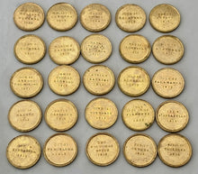 'British Victories in the Peninsula' & The Marquis of Wellington: Twenty Five Gilt Brass Medalets. By Thomason & Jones, circa 1814.