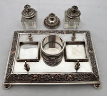 Late Victorian Neoclassical Silver Plated Inkstand. Walker & Hall, Sheffield.
