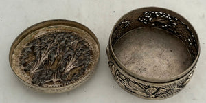 Naturalistic White Metal Pierced Box & Cover.