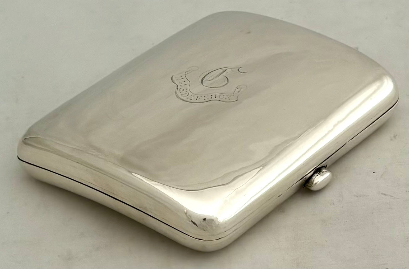 sampson mordan cigarette case Flip Top Silver Card London 1900 GLZX HMS Defence & The Battle