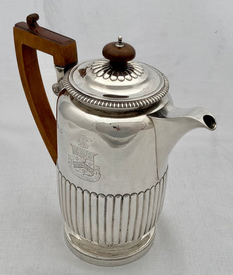 Vice-Admiral Sir Robert Tristram Rickets George III Silver Coffee Pot. London 1820 J. E. Terrey. 18.4 troy ounces.