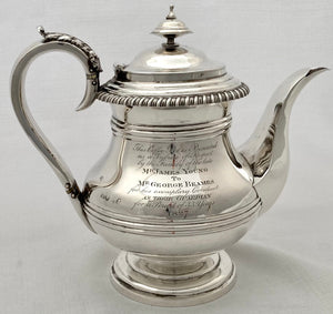 Georgian, George IV, Silver Coffee Pot. London 1826 Richard Pearce & George Burrows. 21.3 troy ounces.