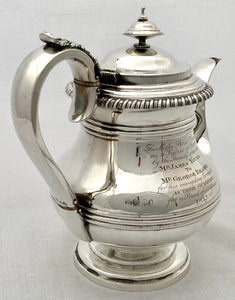 Georgian, George IV, Silver Coffee Pot. London 1826 Richard Pearce & George Burrows. 21.3 troy ounces.