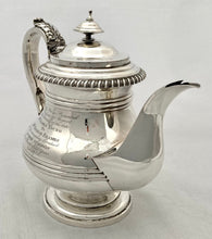 Georgian, George IV, Silver Coffee Pot. London 1826 Richard Pearce & George Burrows. 21.3 troy ounces.