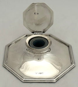 George V Octagonal Silver Inkwell. Sheffield 1922 Hawksworth, Eyre & Co. Ltd.
