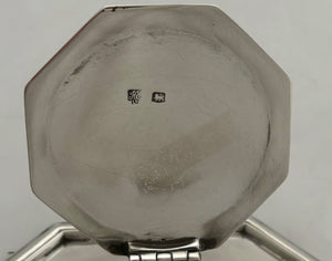 George V Octagonal Silver Inkwell. Sheffield 1922 Hawksworth, Eyre & Co. Ltd.