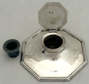 George V Octagonal Silver Inkwell. Sheffield 1922 Hawksworth, Eyre & Co. Ltd.