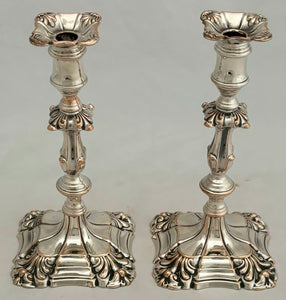 Early Victorian Pair of Silver Plate on Copper Tapersticks, circa 1850.