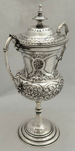 Late Victorian Silver Plated Trophy Cup & Cover with Four Vacant Cartouches.