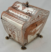 George III Old Sheffield Plate Stepped Dome Cover Twin Compartment Tea Caddy, circa 1780.