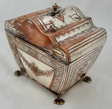 George III Old Sheffield Plate Stepped Dome Cover Twin Compartment Tea Caddy, circa 1780.