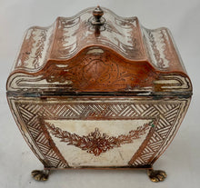 George III Old Sheffield Plate Stepped Dome Cover Twin Compartment Tea Caddy, circa 1780.