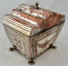 George III Old Sheffield Plate Stepped Dome Cover Twin Compartment Tea Caddy, circa 1780.