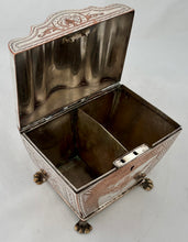 George III Old Sheffield Plate Stepped Dome Cover Twin Compartment Tea Caddy, circa 1780.