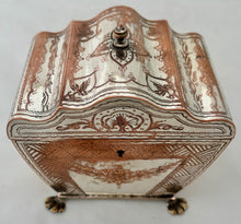 George III Old Sheffield Plate Stepped Dome Cover Twin Compartment Tea Caddy, circa 1780.