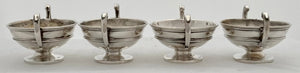 Edwardian Cased Set of Four Silver Trophy Cup Salts. Birmingham 1907 William Hutton & Sons Ltd. 5.7 troy ounces.