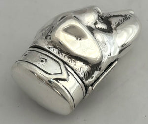 White Metal Vesta Case Modelled as a Dog's Head.