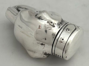 White Metal Vesta Case Modelled as a Dog's Head.