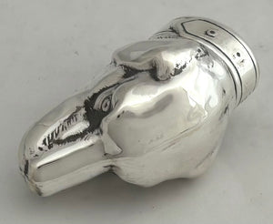 White Metal Vesta Case Modelled as a Dog's Head.