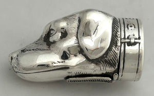 White Metal Vesta Case Modelled as a Dog's Head.