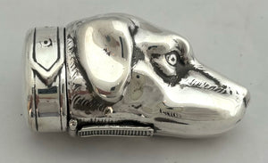 White Metal Vesta Case Modelled as a Dog's Head.