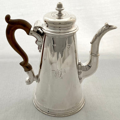 Georgian, George II, Silver Coffee Pot. London 1736 Dike Impey. 16 troy ounces.