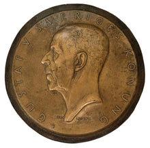 King Gustaf V of Sweden Portrait Profile Plaque in Relief, After Erik Lindberg.