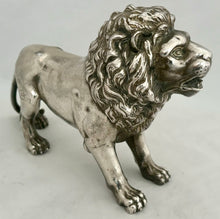 Finely Cast Silver Plated Standing Lion.