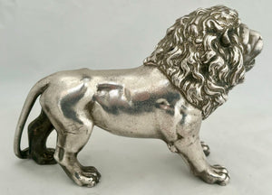 Finely Cast Silver Plated Standing Lion.