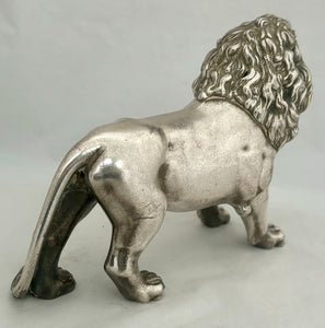 Finely Cast Silver Plated Standing Lion.