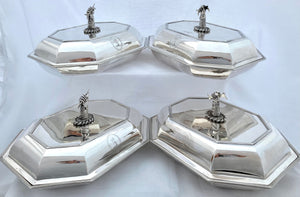 Admiral Sir Robert Brice Kingsmill: Four George III Silver Entree Dishes & Covers. London 1789/91, James Young. 155 troy ounces.