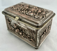 Late 19th Century Large Electrotype Silver Plate on Copper Casket.