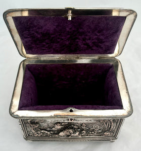 Late 19th Century Large Electrotype Silver Plate on Copper Casket.