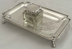 'The Father of the Royal Air Force' Hugh Trenchard, 1st Viscount Trenchard GCB OM GCVO DSO, Silver Inkstand. Birmingham 1919 7.6 troy ounces.