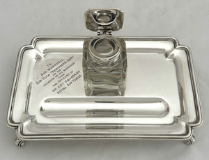 'The Father of the Royal Air Force' Hugh Trenchard, 1st Viscount Trenchard GCB OM GCVO DSO, Silver Inkstand. Birmingham 1919 7.6 troy ounces.