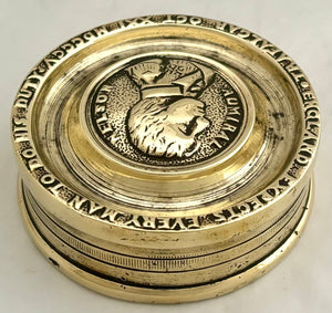 Vice Admiral Viscount Nelson 19th Century Brass Tobacco Box.