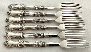 Early Victorian Silver Handled Close Plated Dessert Knives & Forks for Six. Sheffield, circa 1840 Aaron Hadfield.