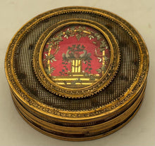 Early 19th Century Continental Gilt Metal Circular Picture Snuff Box.