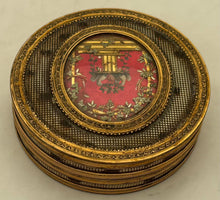 Early 19th Century Continental Gilt Metal Circular Picture Snuff Box.