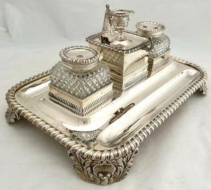 Georgian, George IV, Silver Inkstand. London 1825 Joseph Angell I. 50.7 troy ounces.