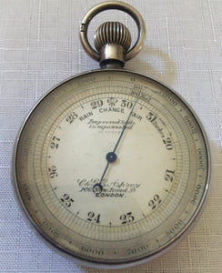Victorian Asprey Silver Pocket Barometer. London 1892 Barnett & Scott.