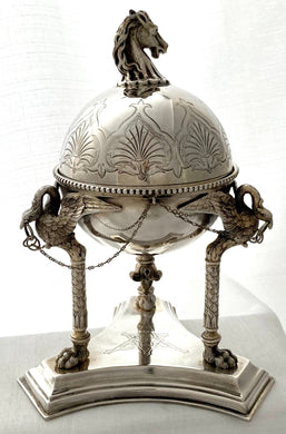 Victorian Naturalistic Silver Plated Trefoil Inkwell, circa 1880.