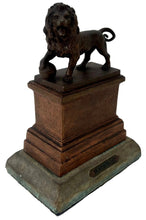 Grand Tour Bronzed Metal Lion of Waterloo Raised on a Stepped Gilt Metal Plinth.