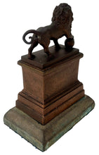 Grand Tour Bronzed Metal Lion of Waterloo Raised on a Stepped Gilt Metal Plinth.