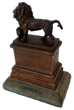 Grand Tour Bronzed Metal Lion of Waterloo Raised on a Stepped Gilt Metal Plinth.