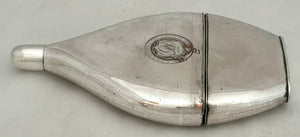 Early 19th Century Continental Fused Plate Flat Ovoid Spirit Flask.