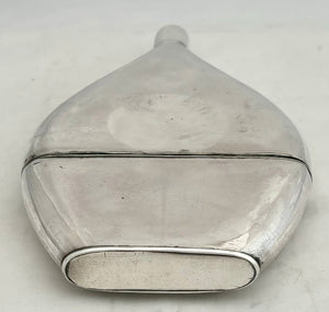 Early 19th Century Continental Fused Plate Flat Ovoid Spirit Flask.